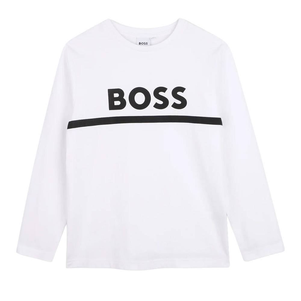 Camiseta de manga larga blanca para niño de Hugo Boss J52702 barato