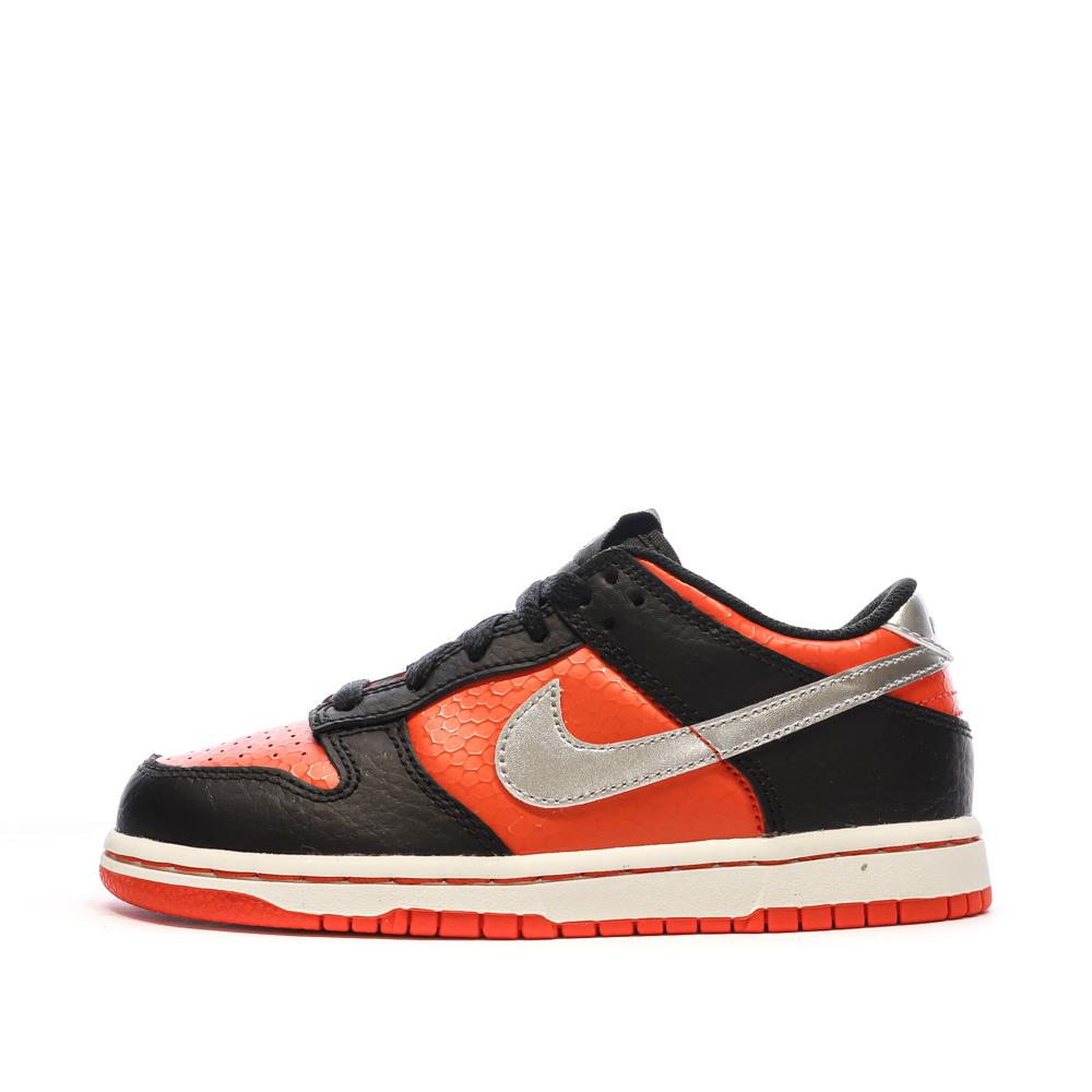 Baskets Orange/Noire Garçon Nike Dunk Low pas cher