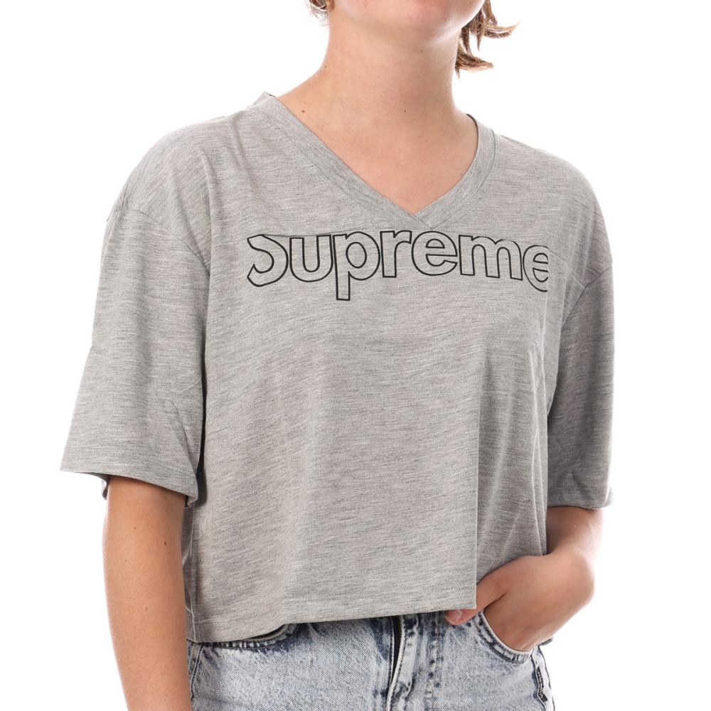 T-shirt Gris Crop Femme Supreme Grip Ranaka pas cher