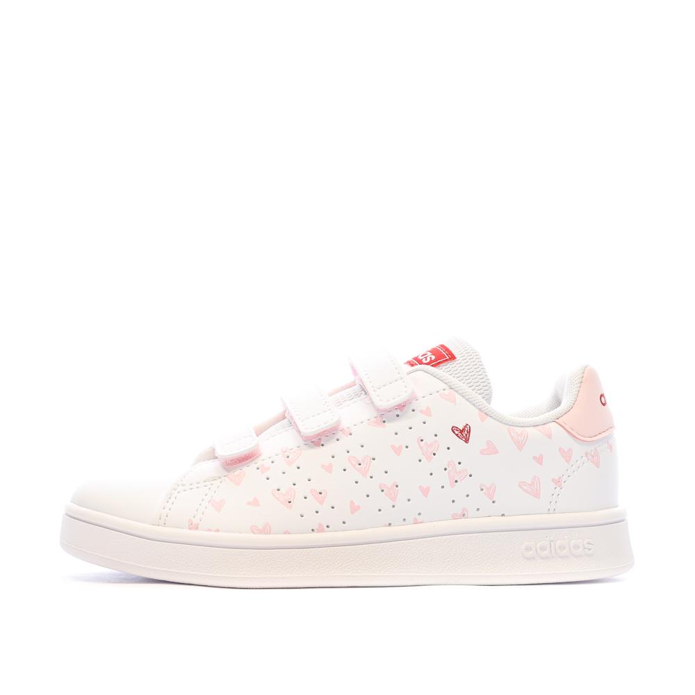 Baskets Blanche/Rose Adidas Advantage Cf C pas cher