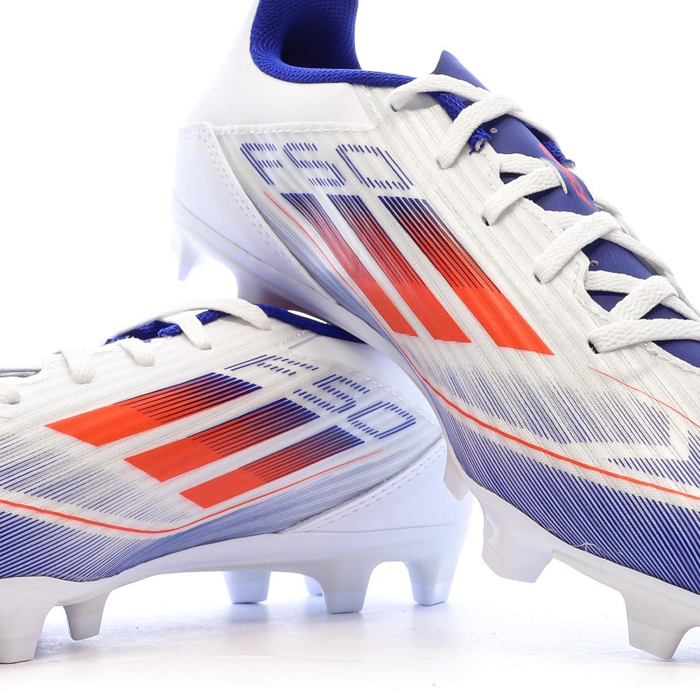 Chaussures de football Blanches/Bleu Homme Adidas F50 vue 7
