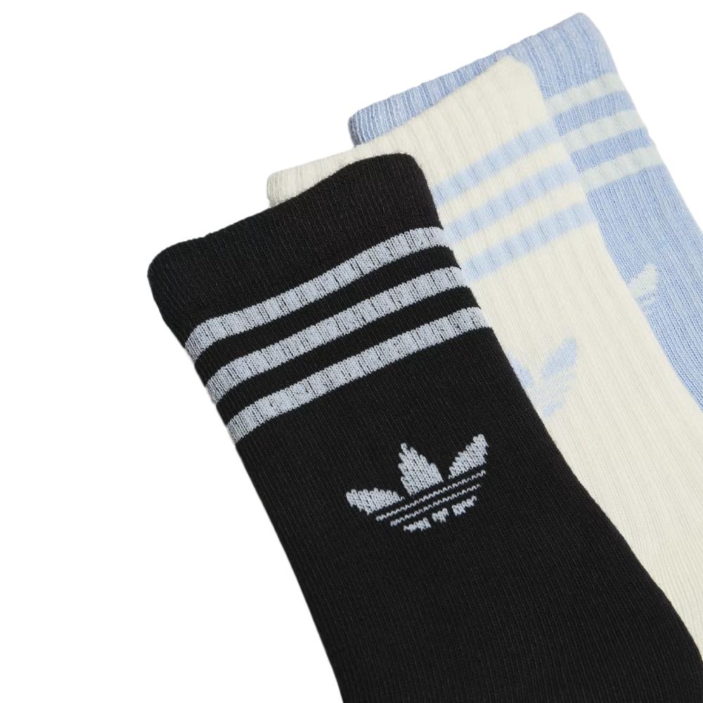 3x Paires de Chaussettes Noires/Bleu/Blanches Fille Adidas Crew Sock vue 2
