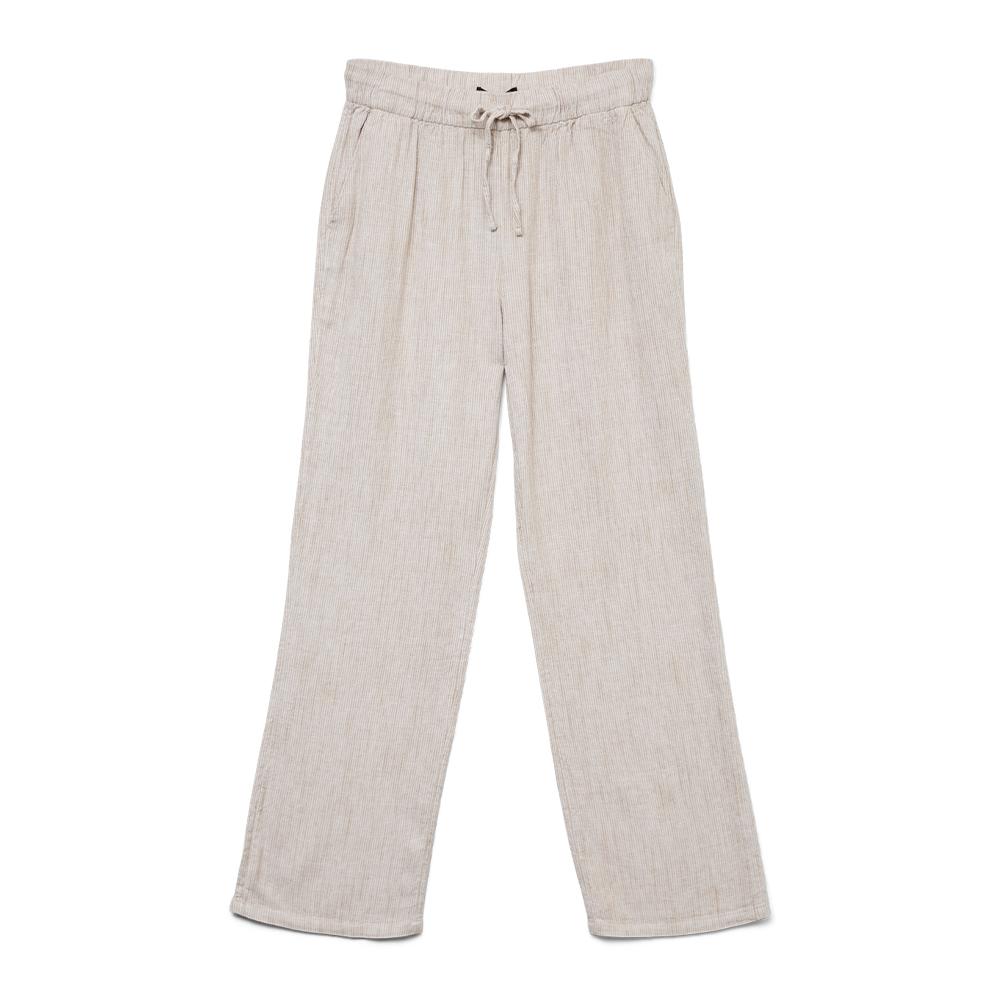 Pantalon Toile Beige/Blanc Femme Vero Moda Line pas cher