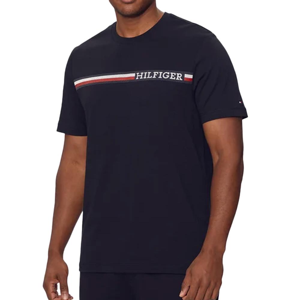T-shirt Marine Homme Tommy Hilfiger Chest Stripe pas cher