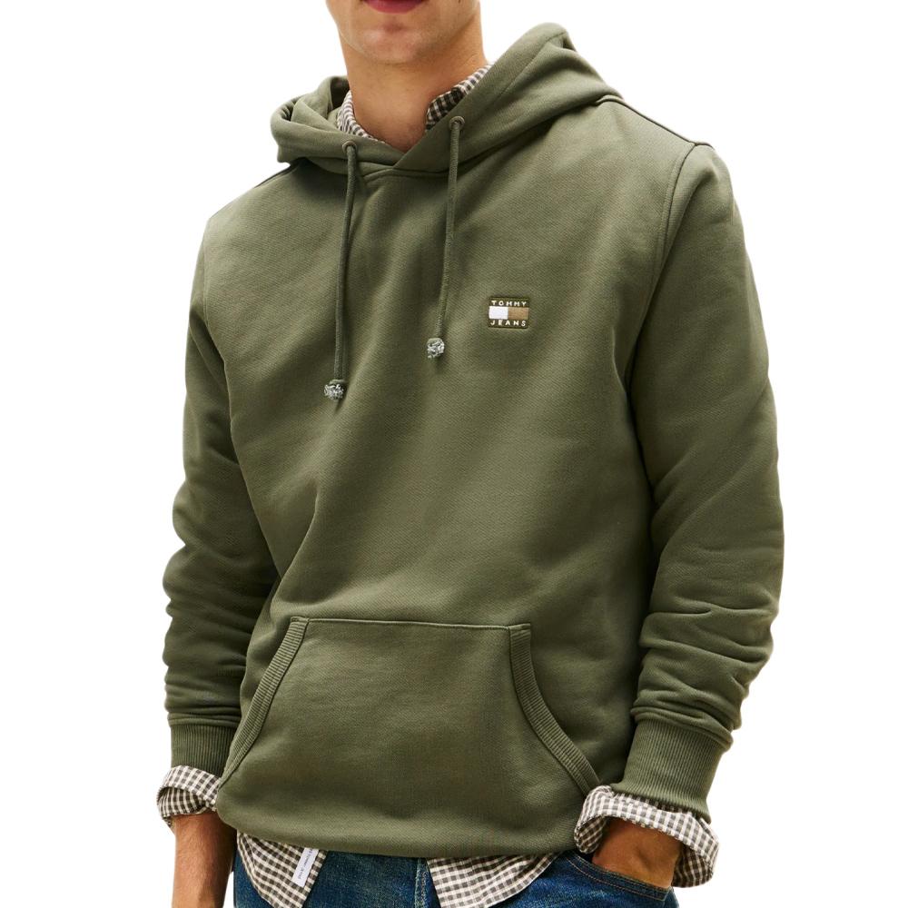Sweat à Capuche Kaki Homme Tommy Hilfiger TJM Reg Badge pas cher