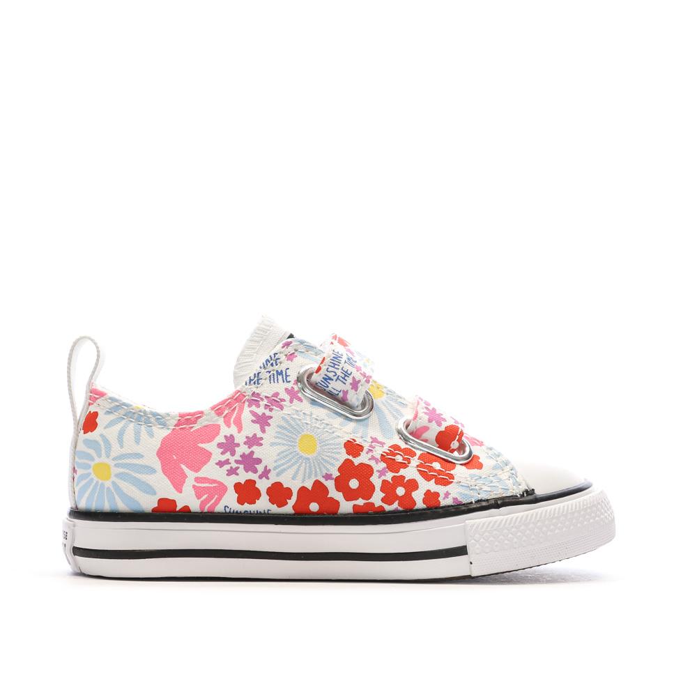 Baskets Blanches/Roses/Rouges/Bleu Fille Converse All Star Easy vue 2