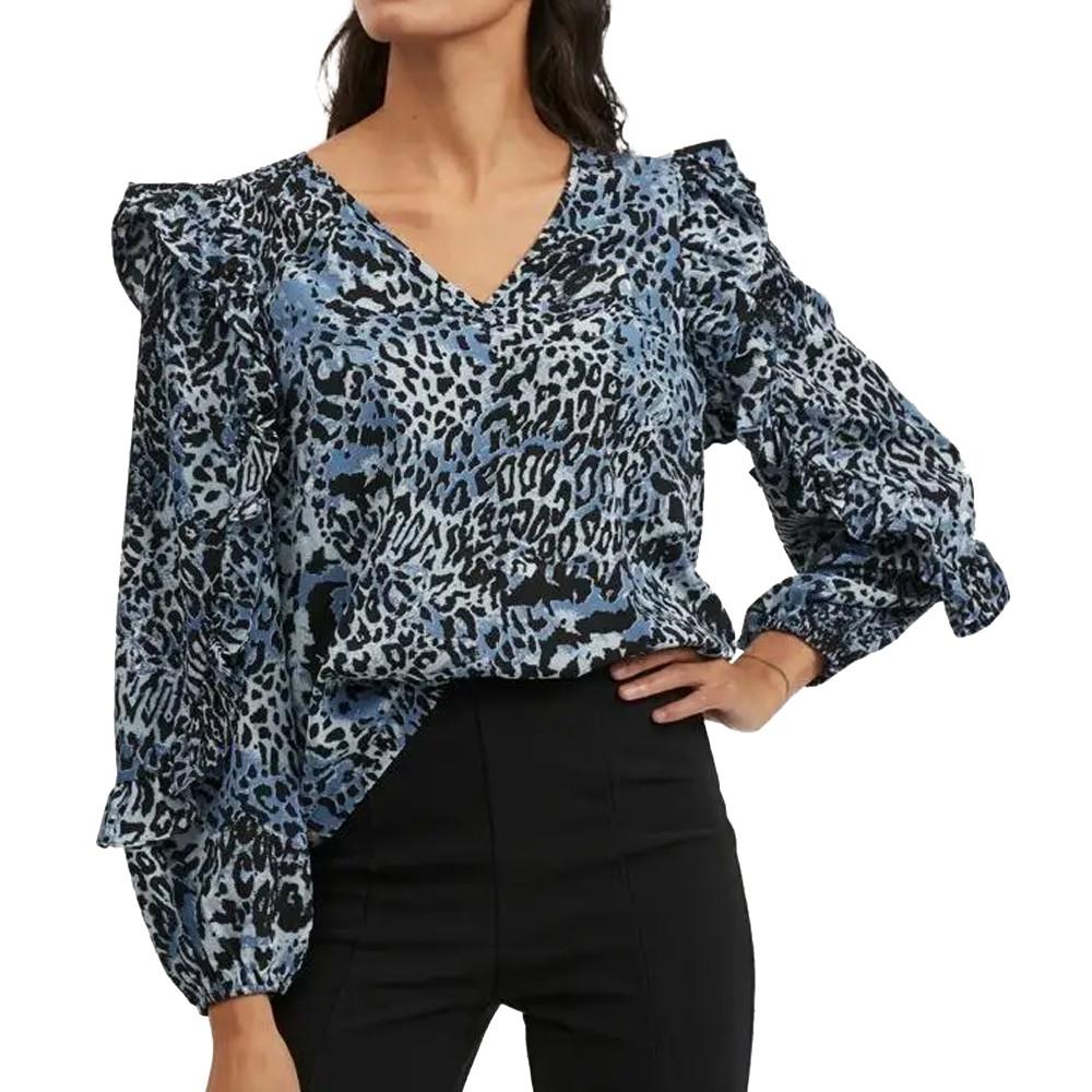 Blouse Marine Léopard Femme Vila Coco pas cher