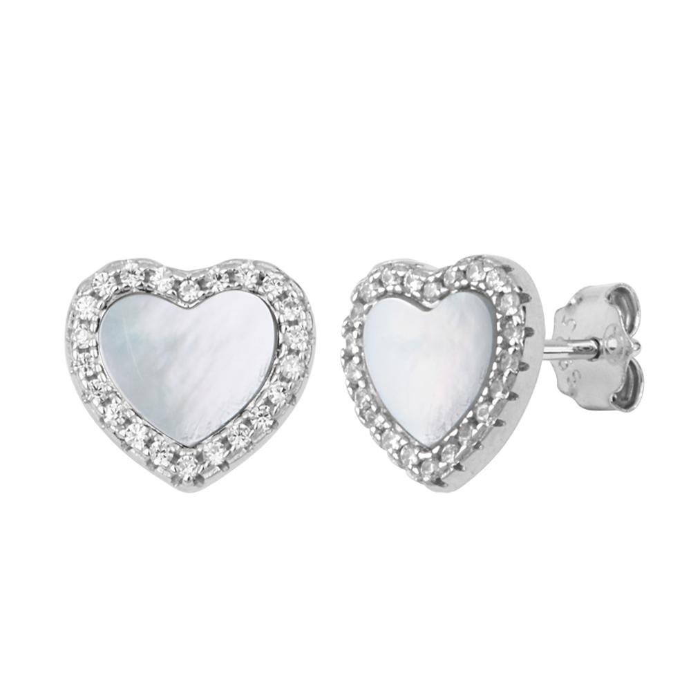 Boucles D'oreilles Cœur Blanc Clio Blue Angel pas cher