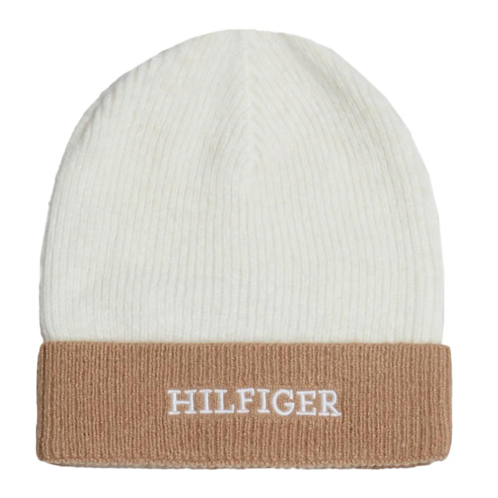Bonnet Blanc/Marron Fille Tommy Hilfiger Beanie pas cher