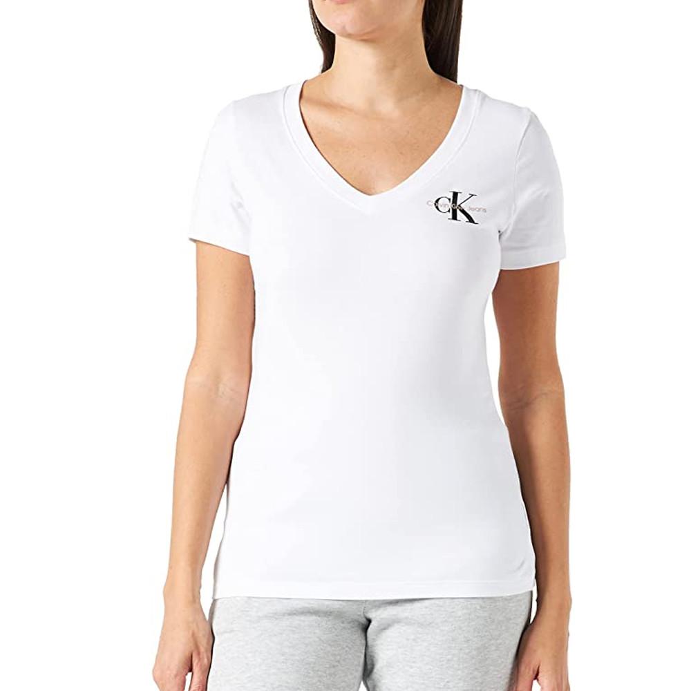 T-shirt Blanc Femme Calvin Klein Jeans Logo pas cher