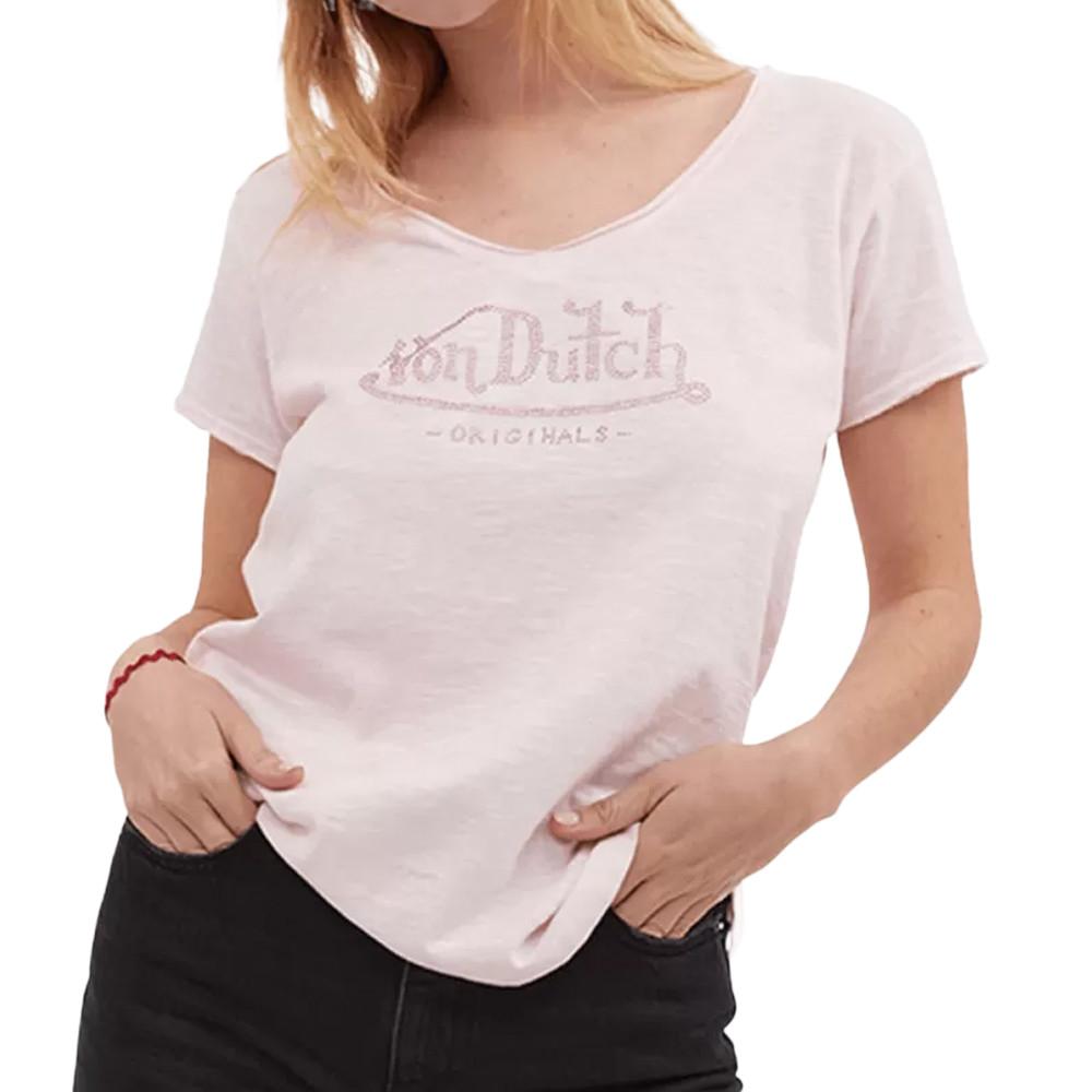 T-shirt Rose Femme Von Dutch Aspect pas cher