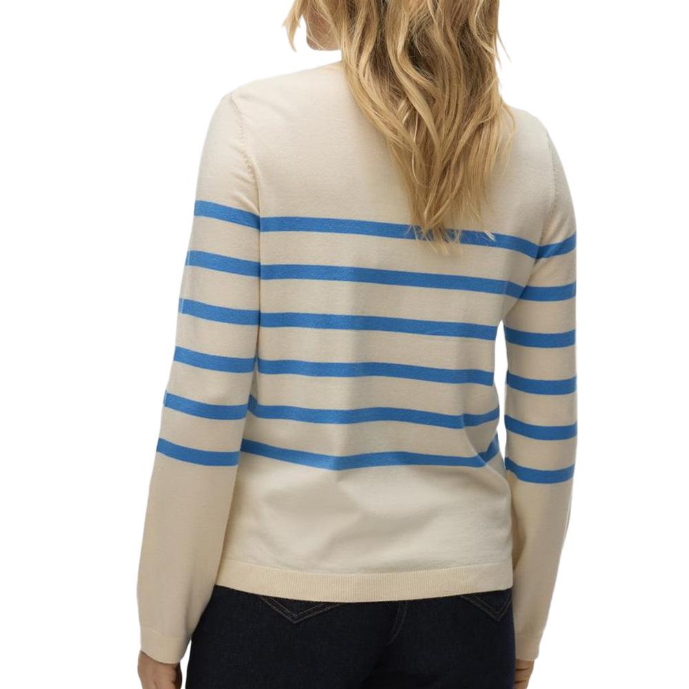 Pull Ecru/Bleu Femme Vero Moda Saba vue 2