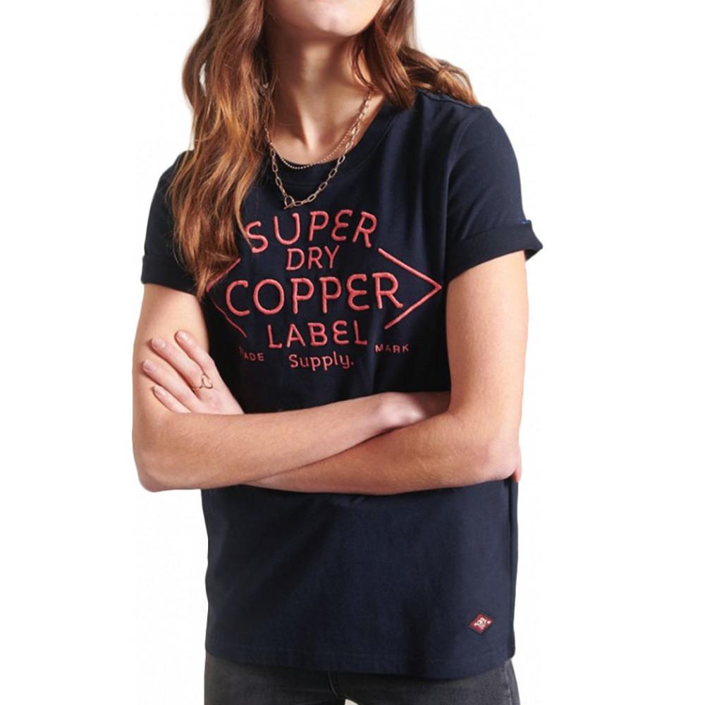 T-shirt Marine Femme Superdry Workwear pas cher