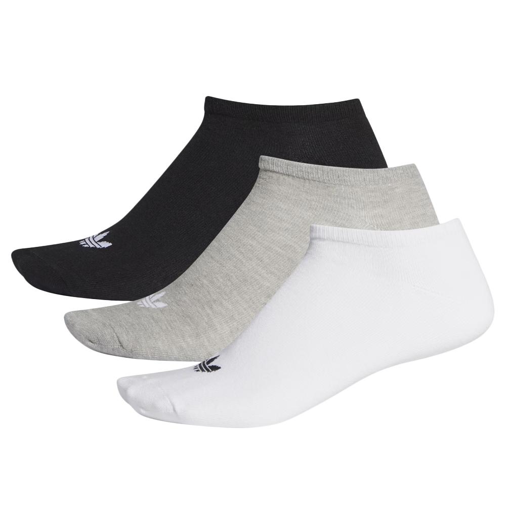 X3 Paires de Chaussettes Gris/Blanc/Noir Adidas Trefoil Liner pas cher