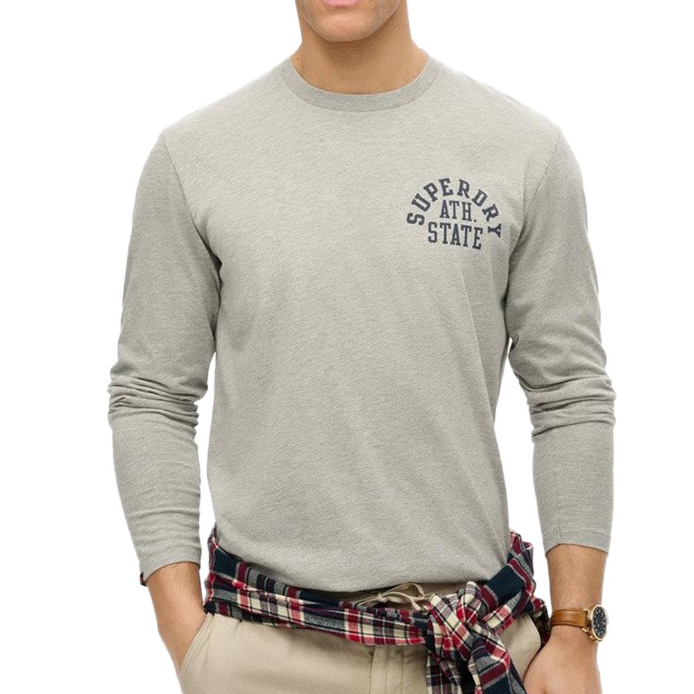 T-Shirt Manche Longues Gris Homme Superdry Athletic pas cher