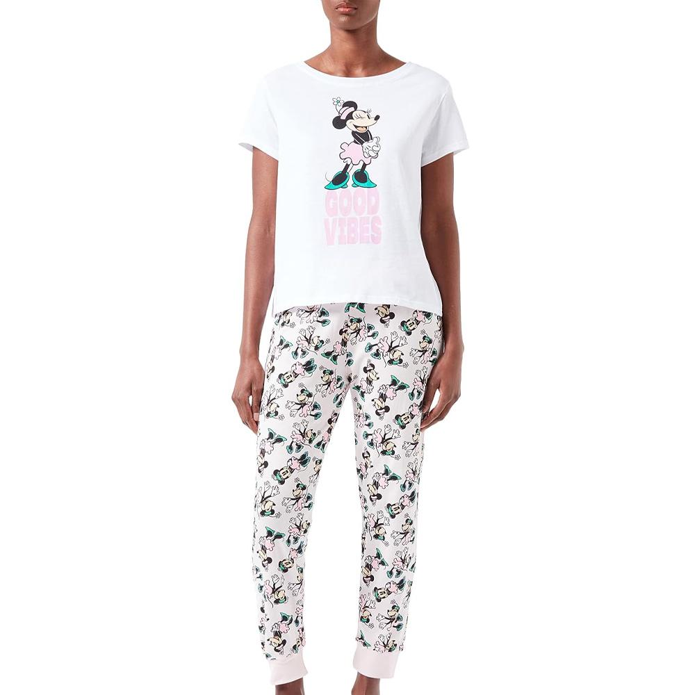 Pyjama Blanc/Noir Femme Disney Good Vibes Minnie pas cher