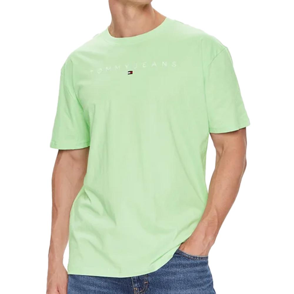 T-shirt Vert Homme Tommy Hilfiger Linear pas cher