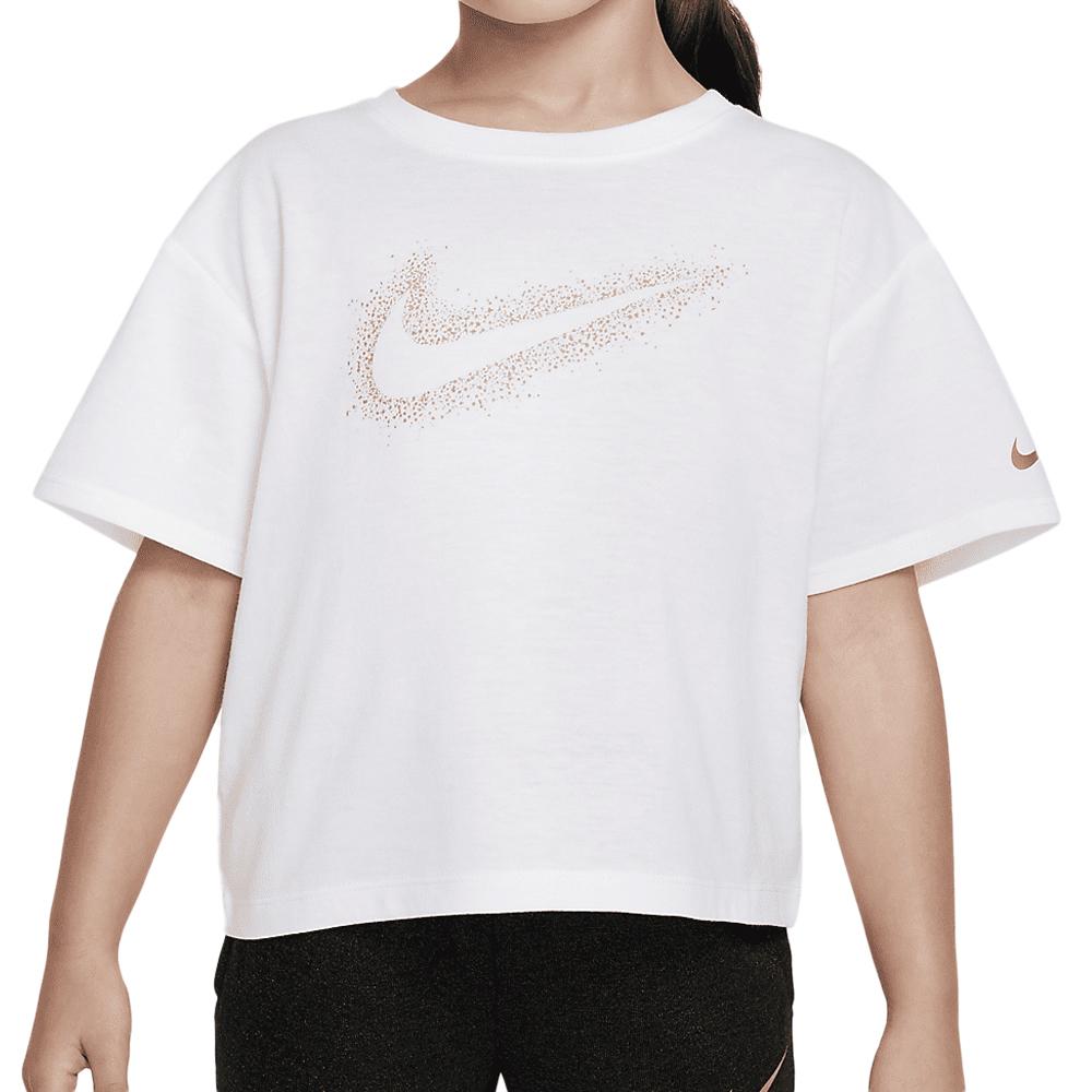 T-shirt Blanc Fille Nike Shine pas cher
