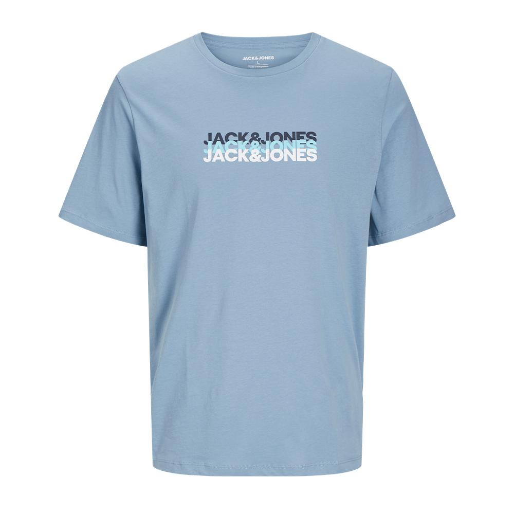 T-Shirt Bleu Homme Jack & Jones Cyber pas cher