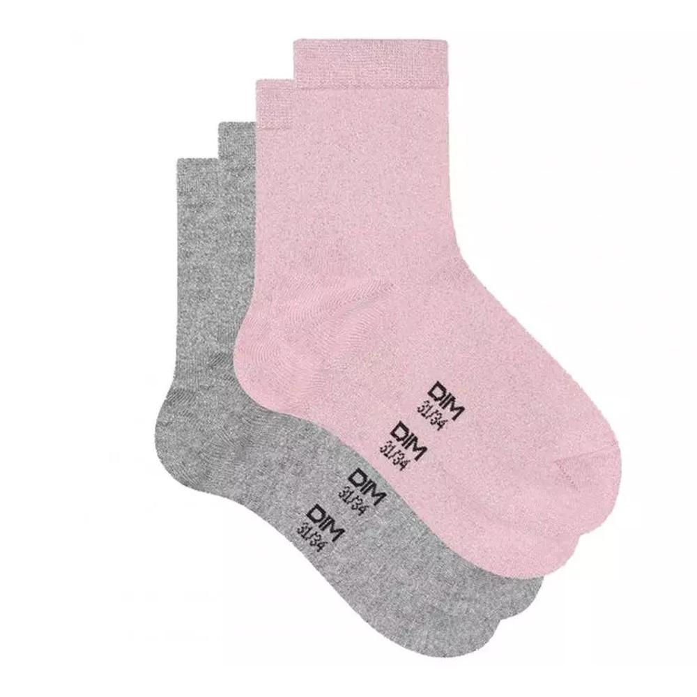 Chaussettes Rose/Gris Fille Dim Fantaisie pas cher