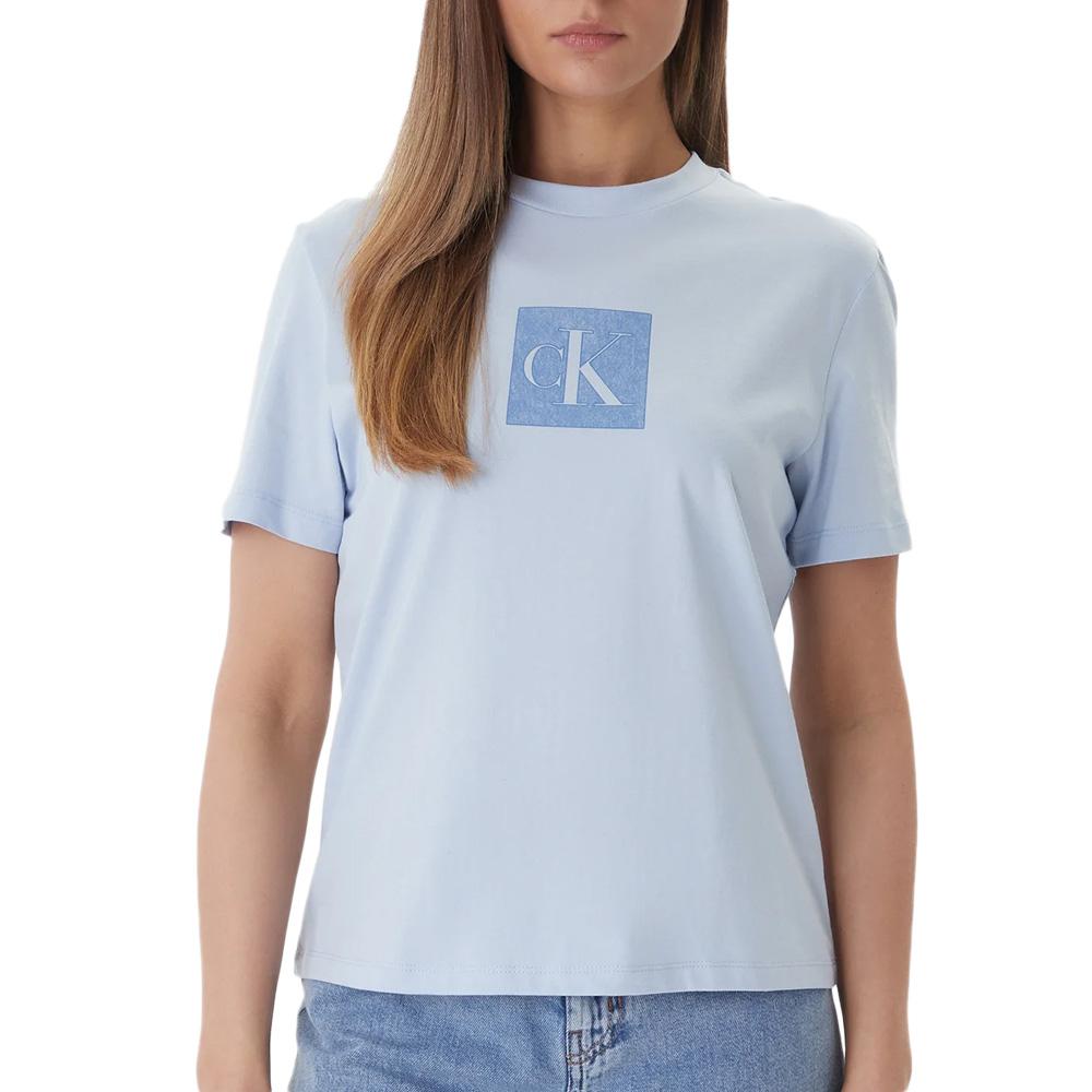 T-Shirt Bleu Femme Calvin Klein Jeans Monog pas cher