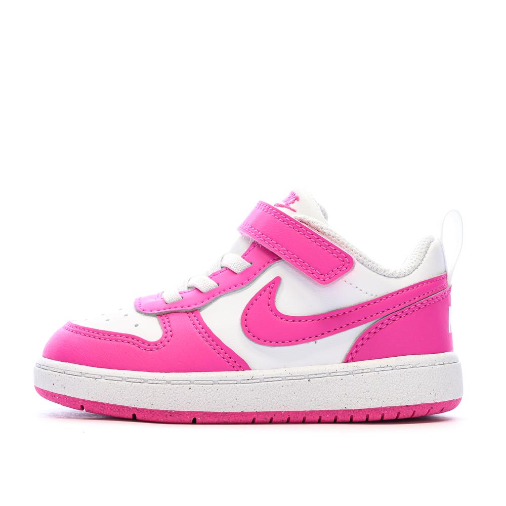 Baskets Rose/Blanc Enfant Nike Court Borough Low Recraf pas cher