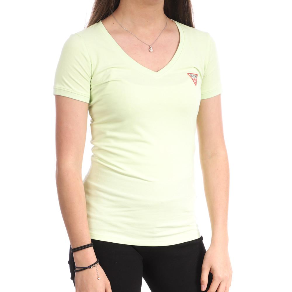 T-shirt Vert Femme Guess Mini Triangle pas cher