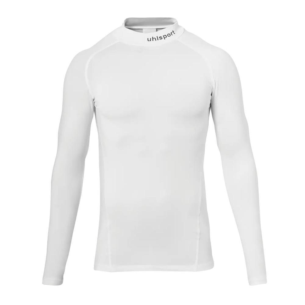 Camiseta de manga larga blanca para hombre, capa base UHLSPORT con cuello alto barato