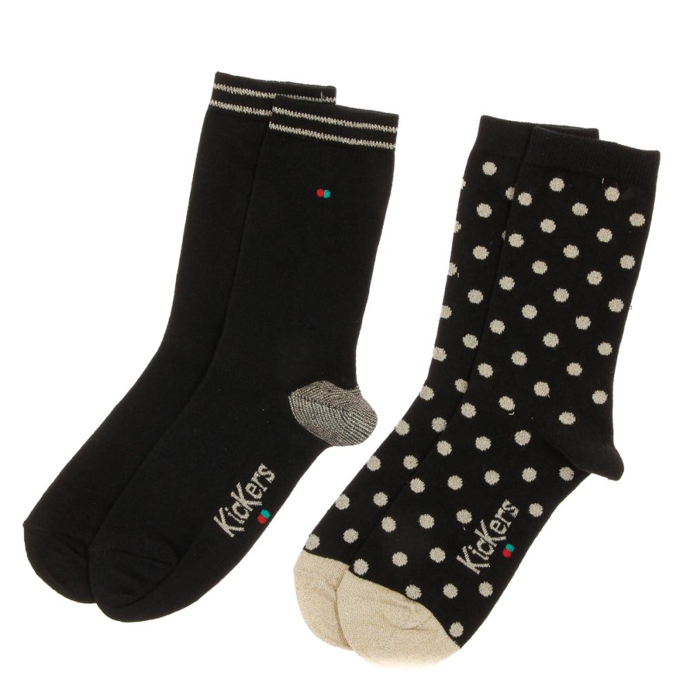 X2 Paires de Chaussettes Noir Femme Kickers Cho12 pas cher