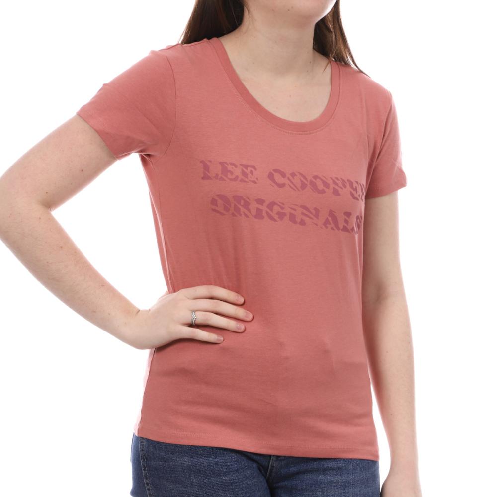T-shirt Rose Femme Lee Cooper Ole pas cher