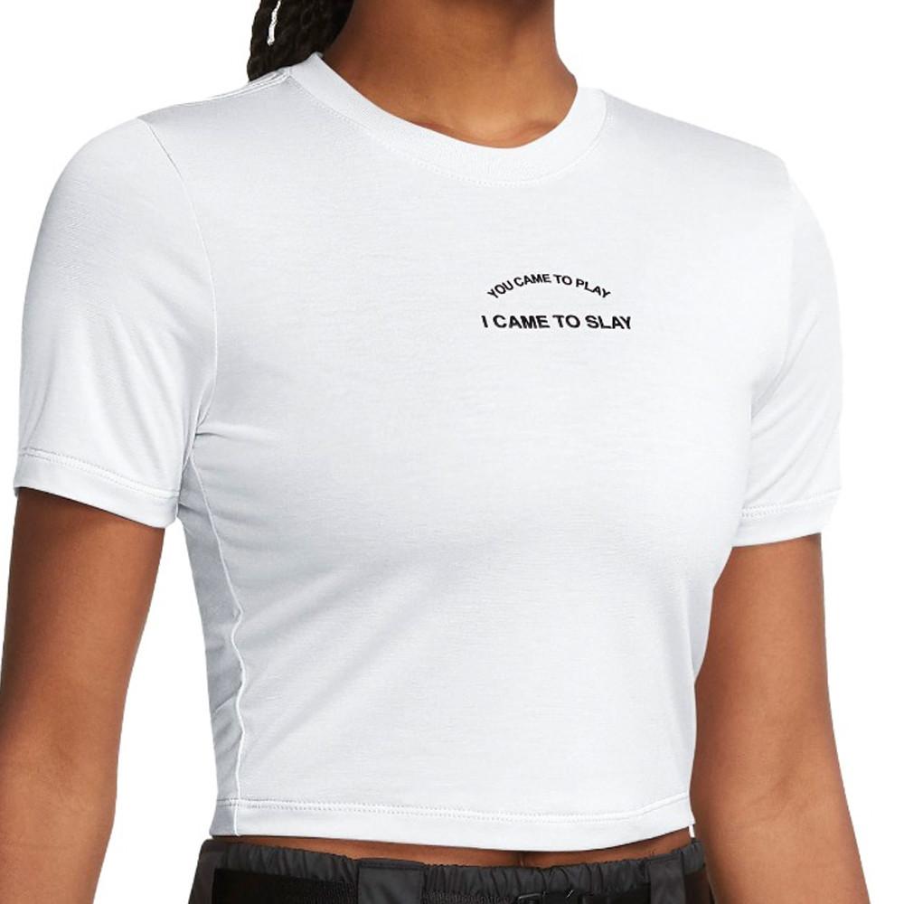 T-Shirt Crop-Top Blanc Femme Nike Slim Fierce pas cher