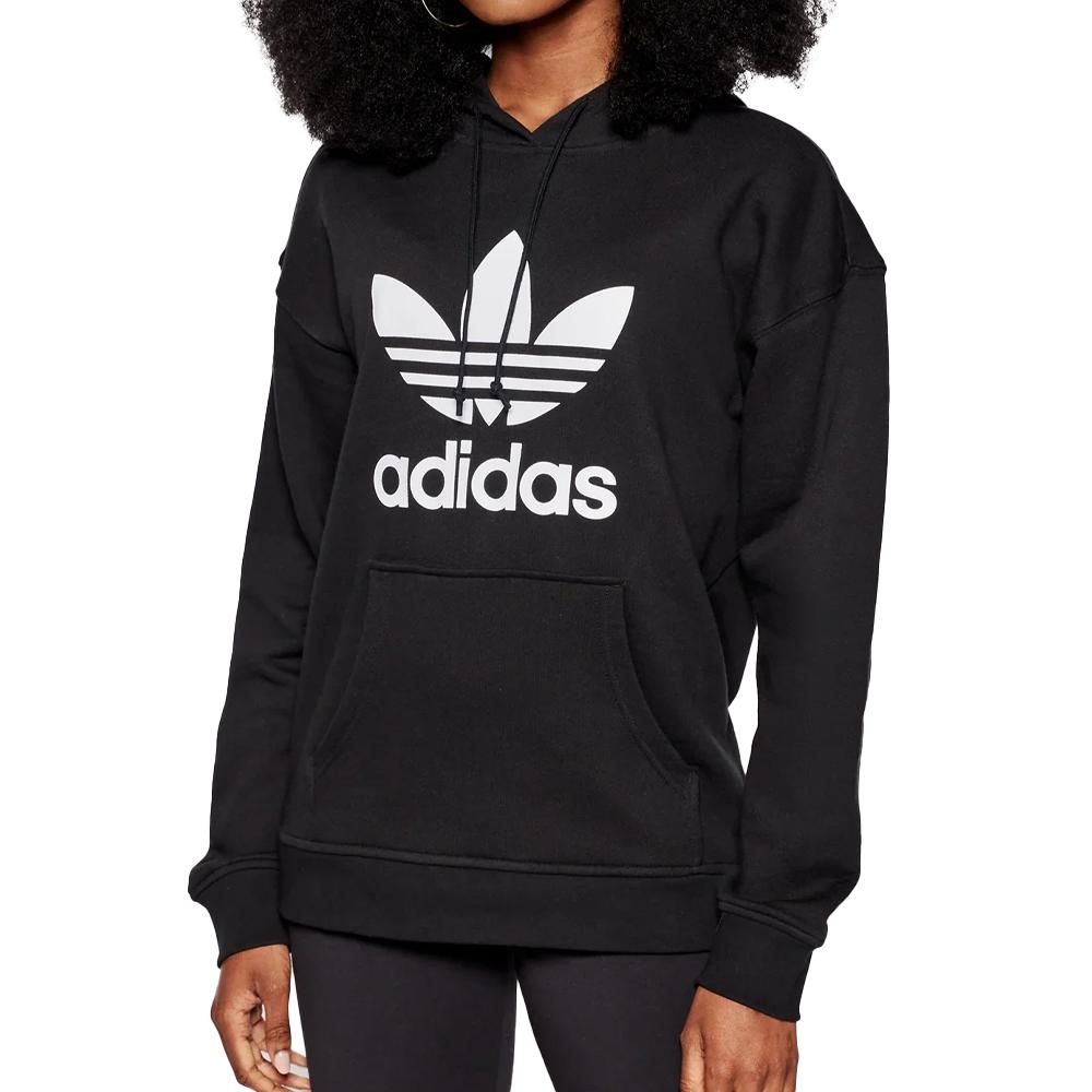 Sweat Capuche Noir Femme Adidas Adicolor Trefoil pas cher