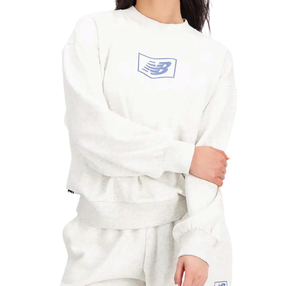 Sweat Gris Chiné Femme New Balance Essentials French pas cher
