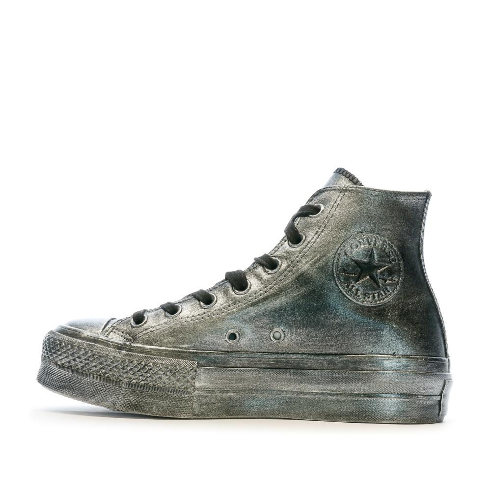 Baskets Grises Femme Converse Converse Lift Leather pas cher