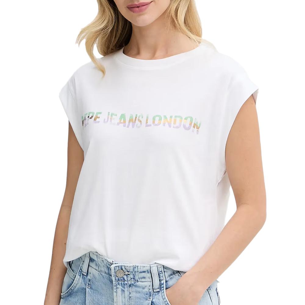 T-shirt Blanc Femme Pepe Jeans Aurore pas cher