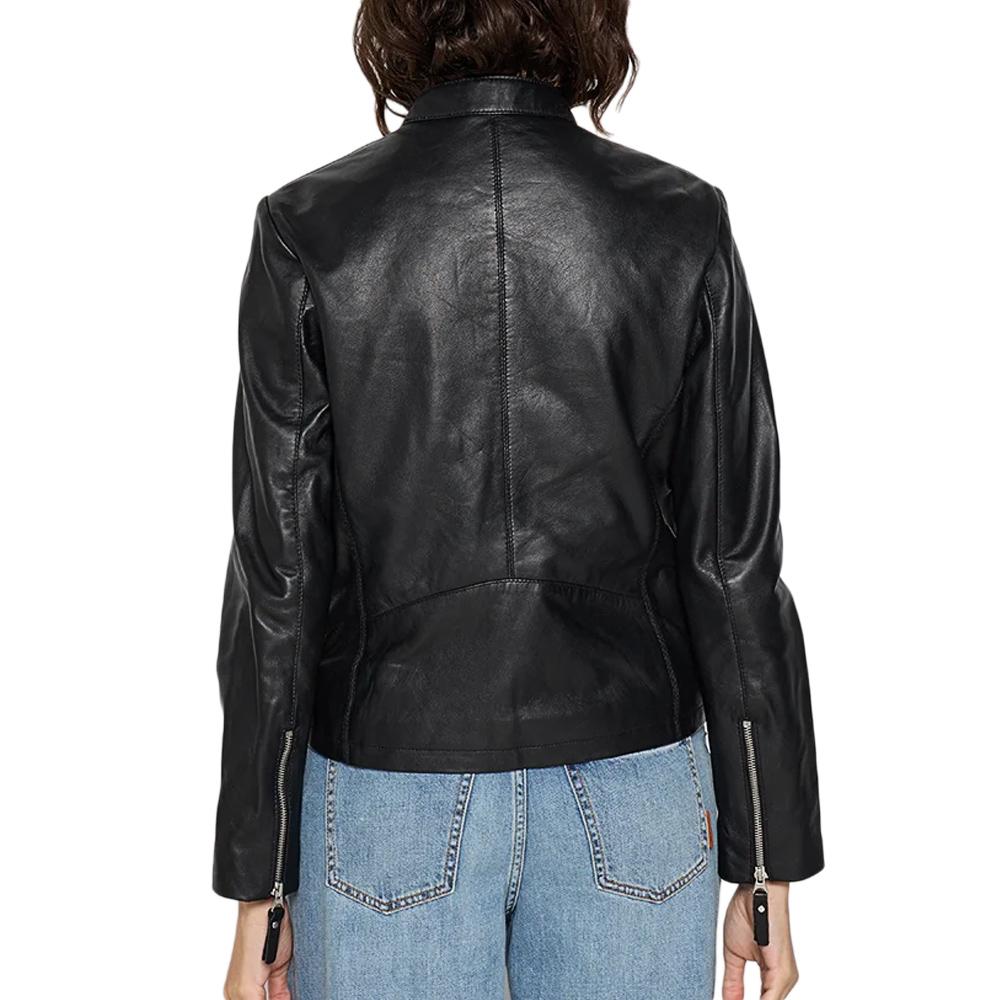 Veste en Cuir Noir Femme Schott Lola vue 2