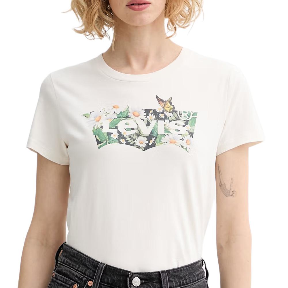 T-shirt Ecru Femme Levi's The Perfect pas cher