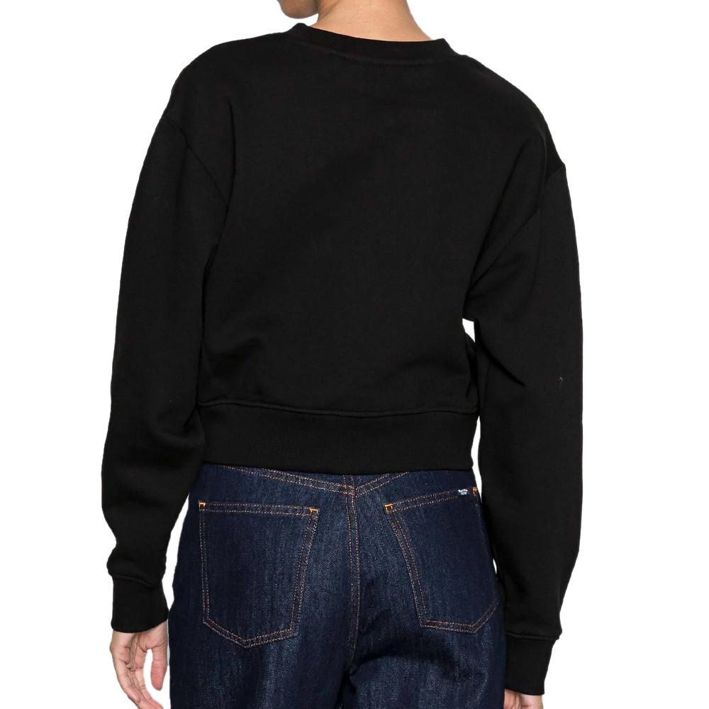 Sweat Noir Femme Guess Logo Crop vue 2