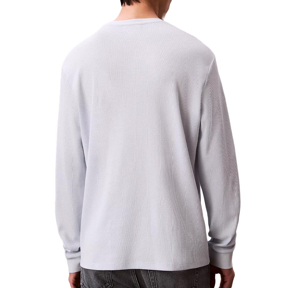Sweat Blanc Homme Calvin Klein Jeans Waffle Badges vue 2