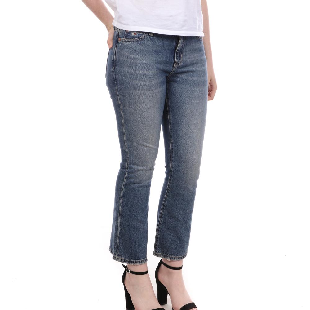 Jean 7/8 Bleu Femme Tommy Hilfiger Flare pas cher