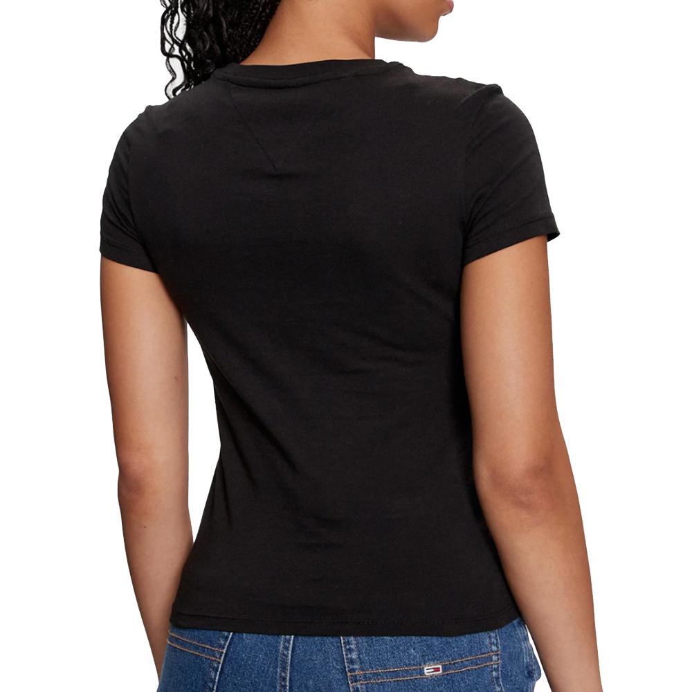 T-shirt Noir Femme Tommy Hilfiger Linear vue 2