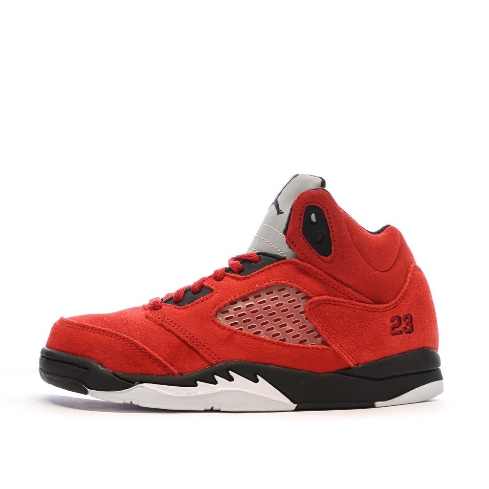 Baskets Rouge/Noir Garçon Nike Jordan 5 Retro pas cher