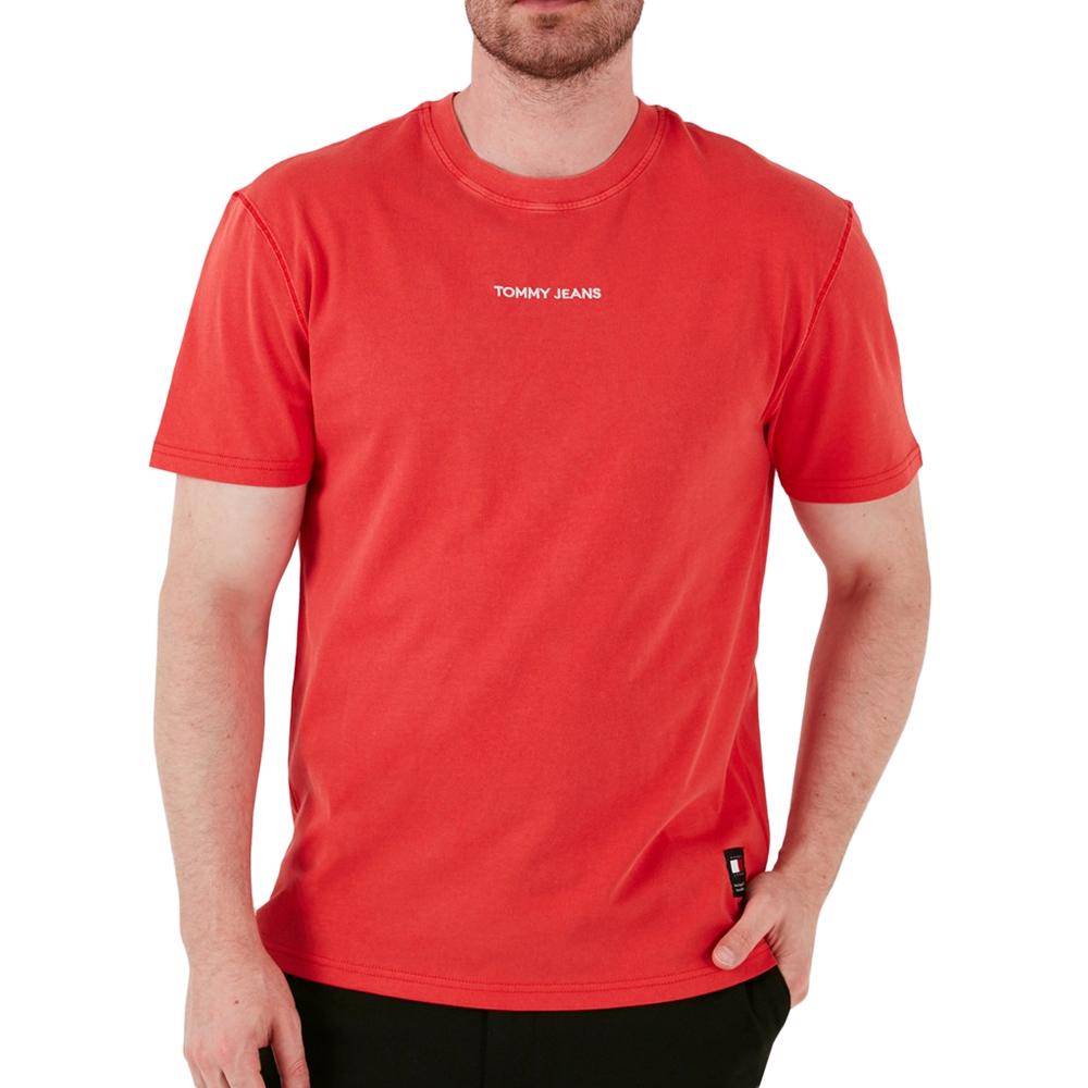 T-shirt Rouge Homme Tommy Jeans Reg Gd pas cher