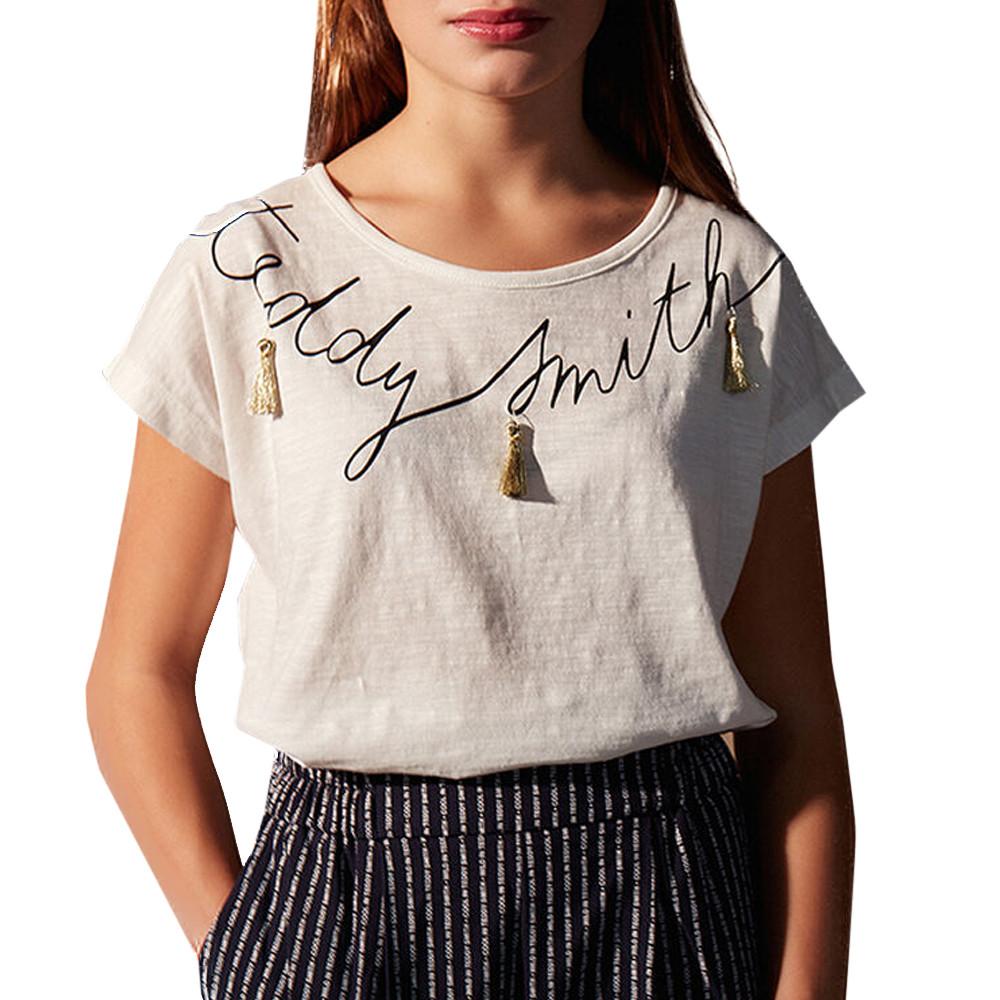 T-Shirt Blanc Fille Teddy Smith Blingo pas cher