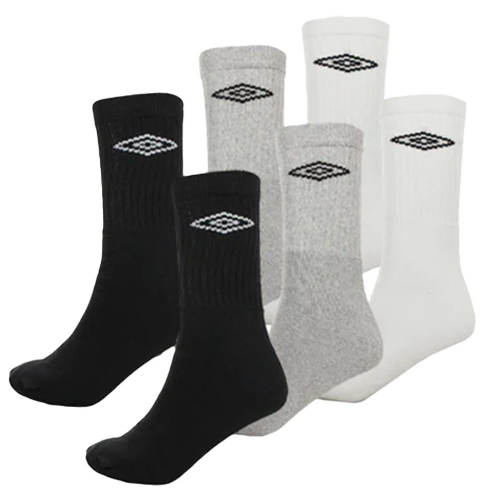 X6 Paires de Chaussettes Blanc/Noir/Gris Homme Umbro P6 pas cher