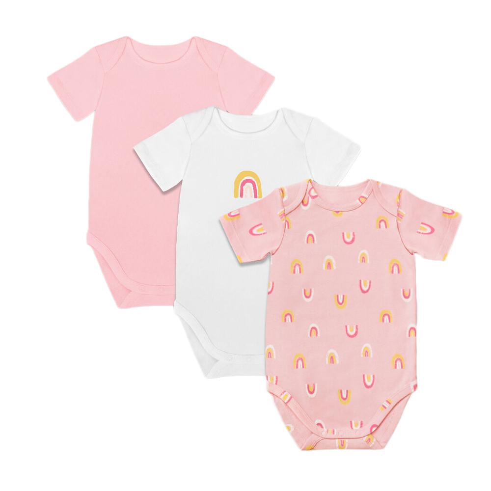 X3 Body Bébé Manches Courtes Rose Fille DIM Arc En Ciel pas cher