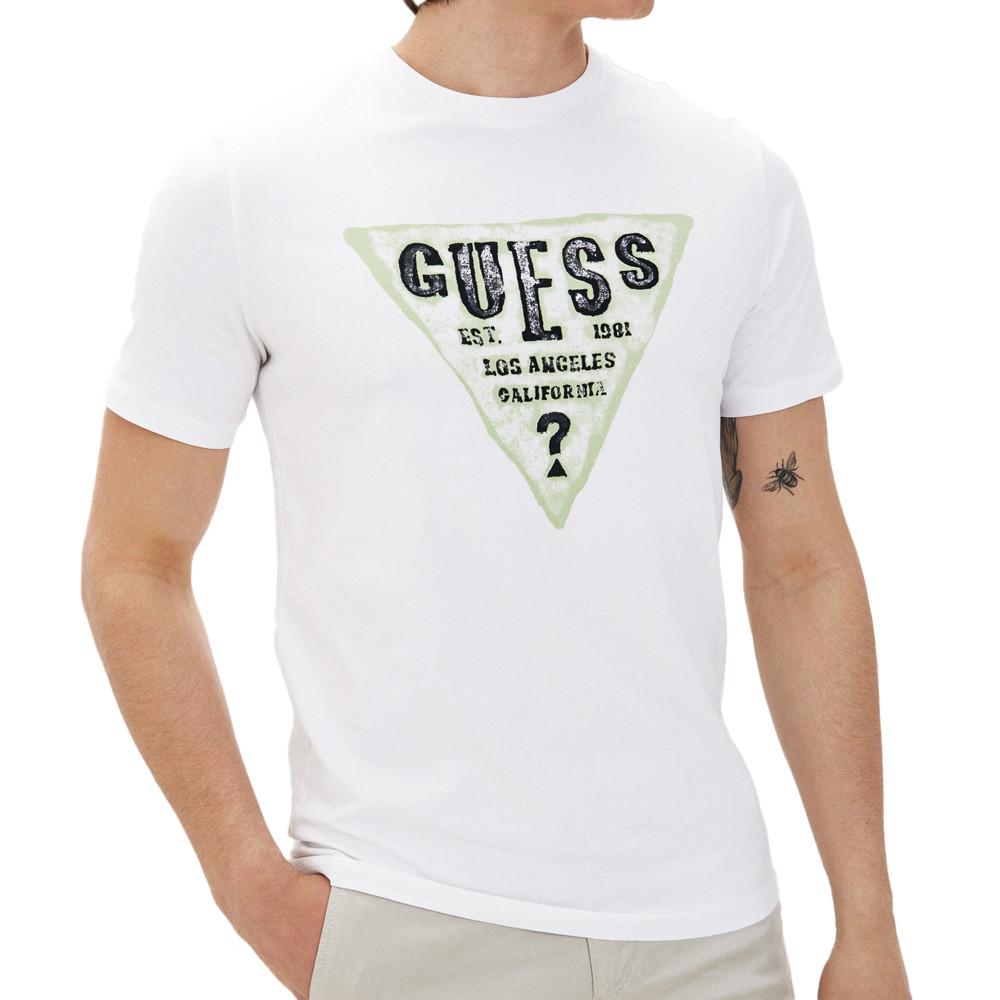 T-shirt Blanc Homme Guess Rusty pas cher