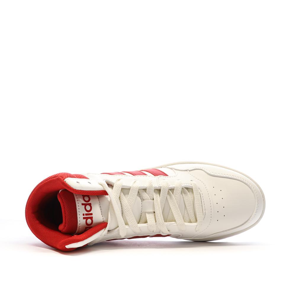 Baskets Blanc/Rouge Homme Adidas Hoops 3.0 Mid vue 4