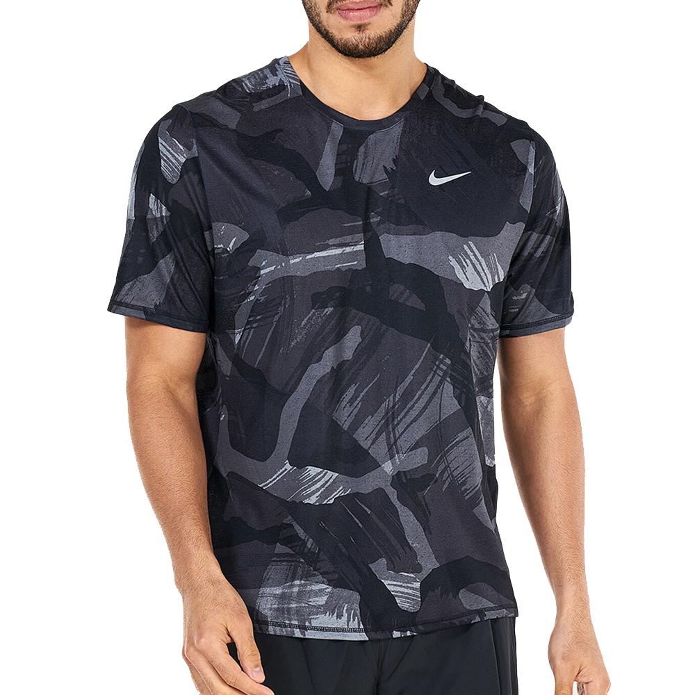 T-shirt de Sport Noir/Gris Homme Nike Miler Camo10 pas cher