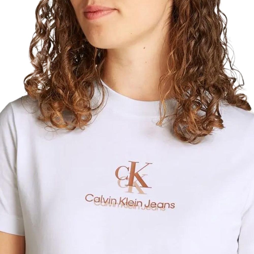 T-Shirt Blanc Femme Calvin Klein Jeans Shadow vue 3